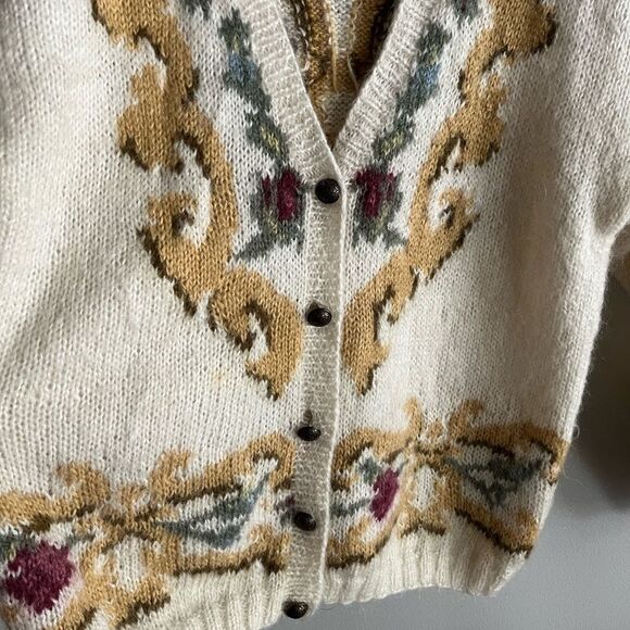 Vintage Express Le Internationale Mohair Cardigan Baroque Floral Knit Fits M-L - Picture 6 of 12